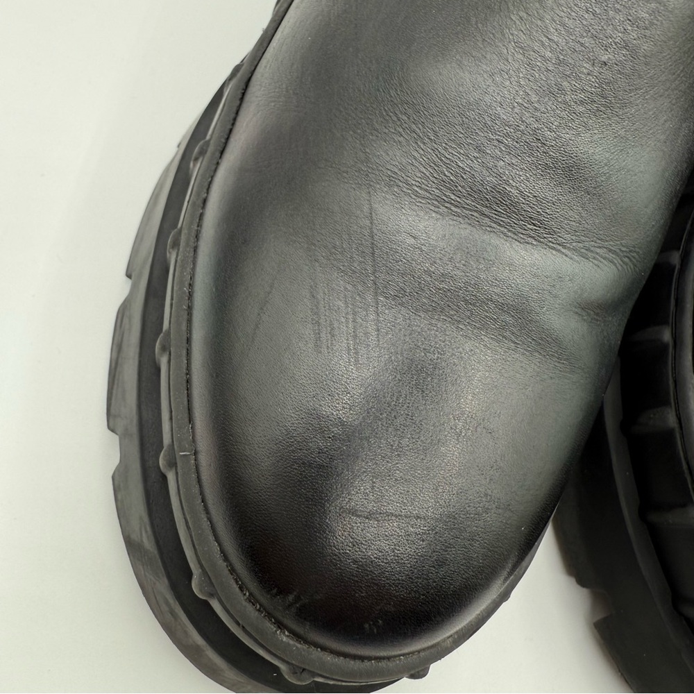 Steve Madden Barclay Black Leather Pull On Rounded Toe Chunky Ankle Boot Size 8 - Picture 15 of 16